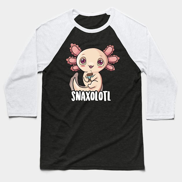 Snaxolotl Shirt Kids Kawaii Axolotl Drinking Chocolate Milk Baseball T-Shirt by Boneworkshop